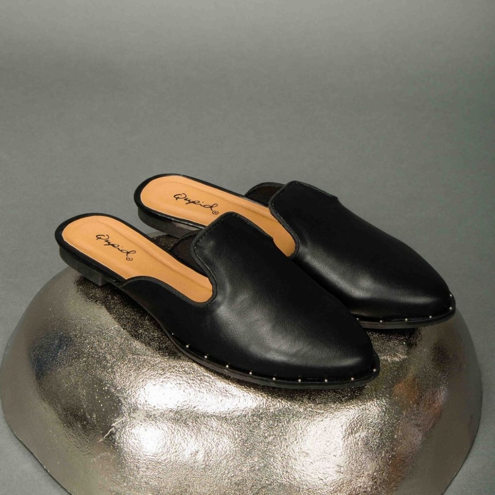 Studded Black Mules